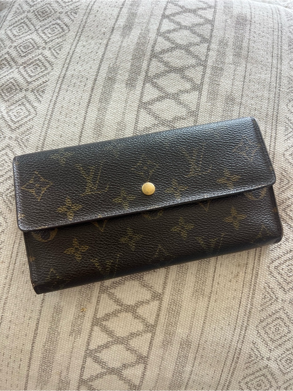 Louis Vuitton Monogram Porte Tresor Trifold Wallet in Brown with Gold Hardware